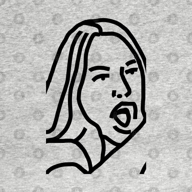 Woman Yelling at Cat Meme Detail Face Line Drawing by ellenhenryart